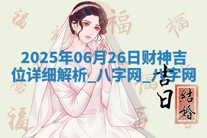2025年06月26日财神吉位详细解析