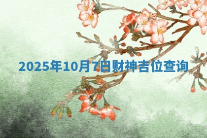 2025年10月7日财神吉位查询